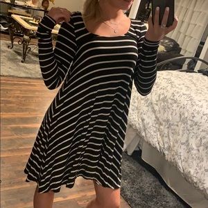 Black and white striped dress